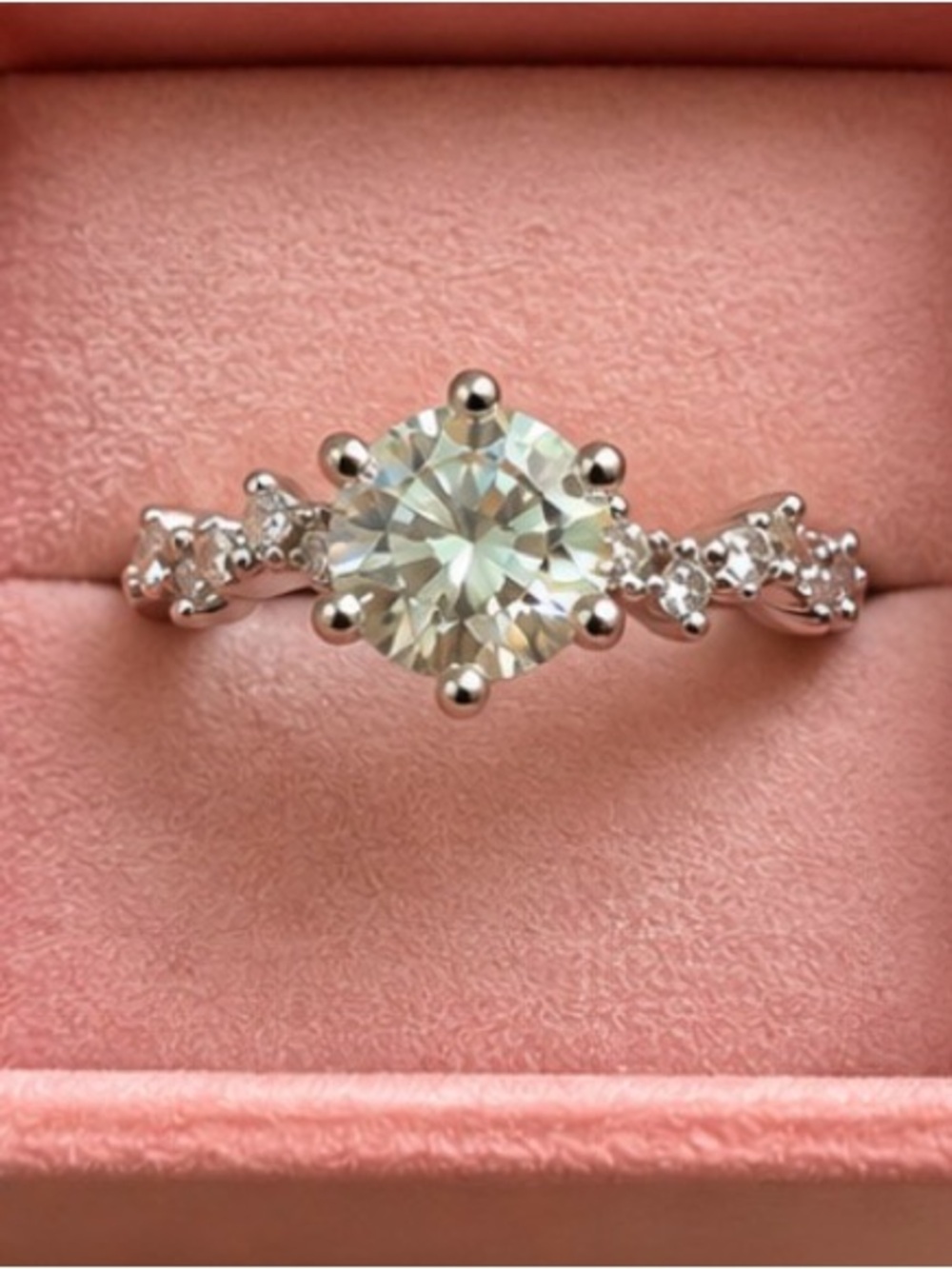 1 CT Moissanite White Gold-Plated Adjustable Ring